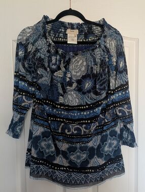 Gaultier Fuzzi Off-shoulder Floral Peasant Top In Blue